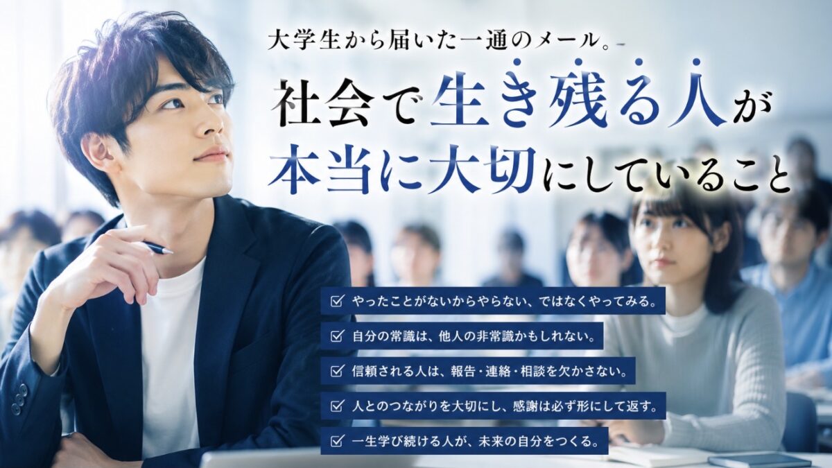 大学生から届いた一通のメール。私が伝えたかった「社会で生き残るために本当に大切なこと」