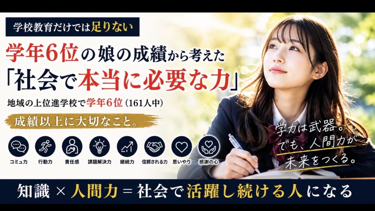 【学校教育だけでは足りない】地域の上位進学校で学年6位。娘の成績から考えた「社会で本当に必要な力」